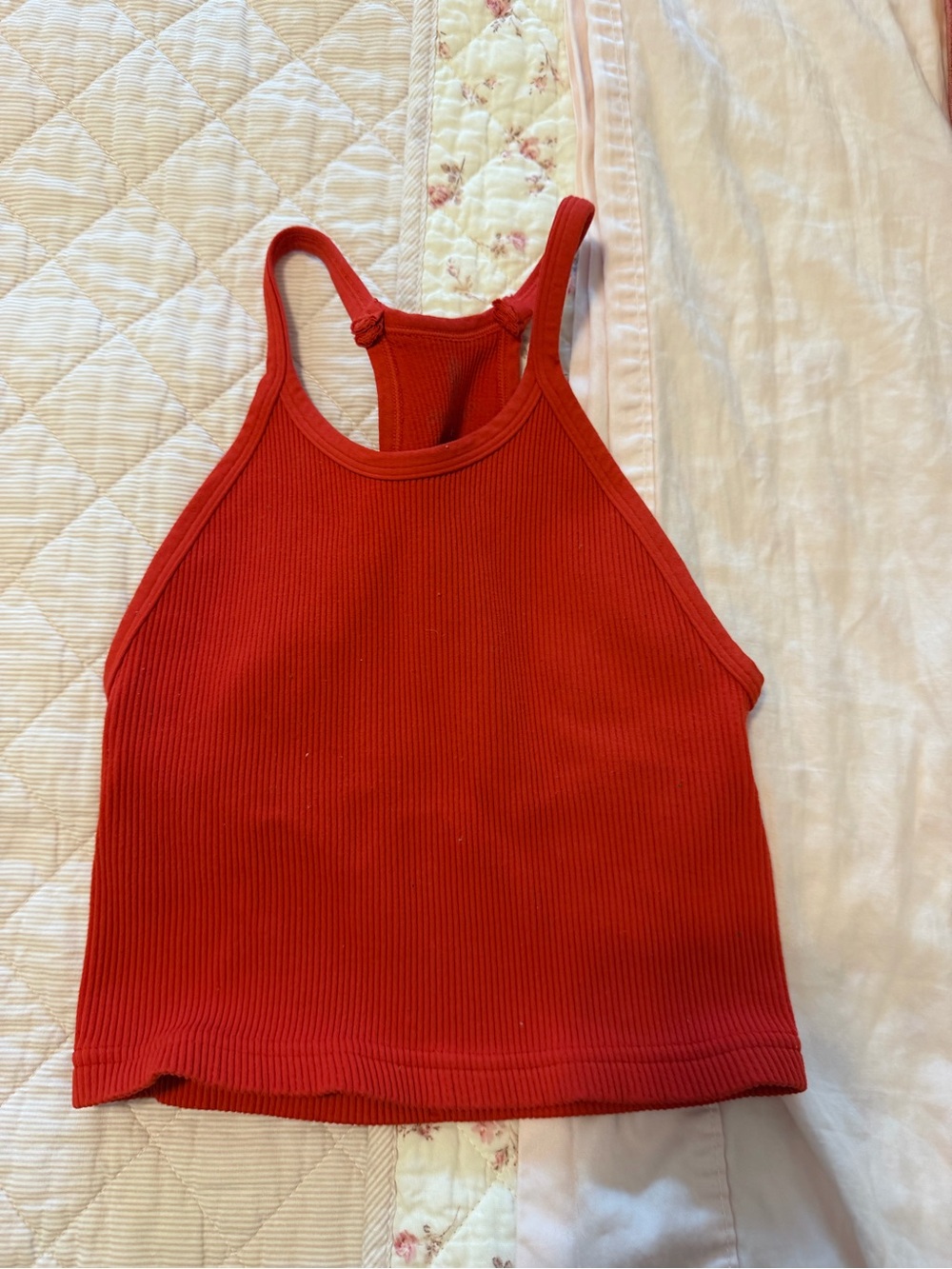 FP Movement by Free People Red Ribbed High-Neck Racerback Tank